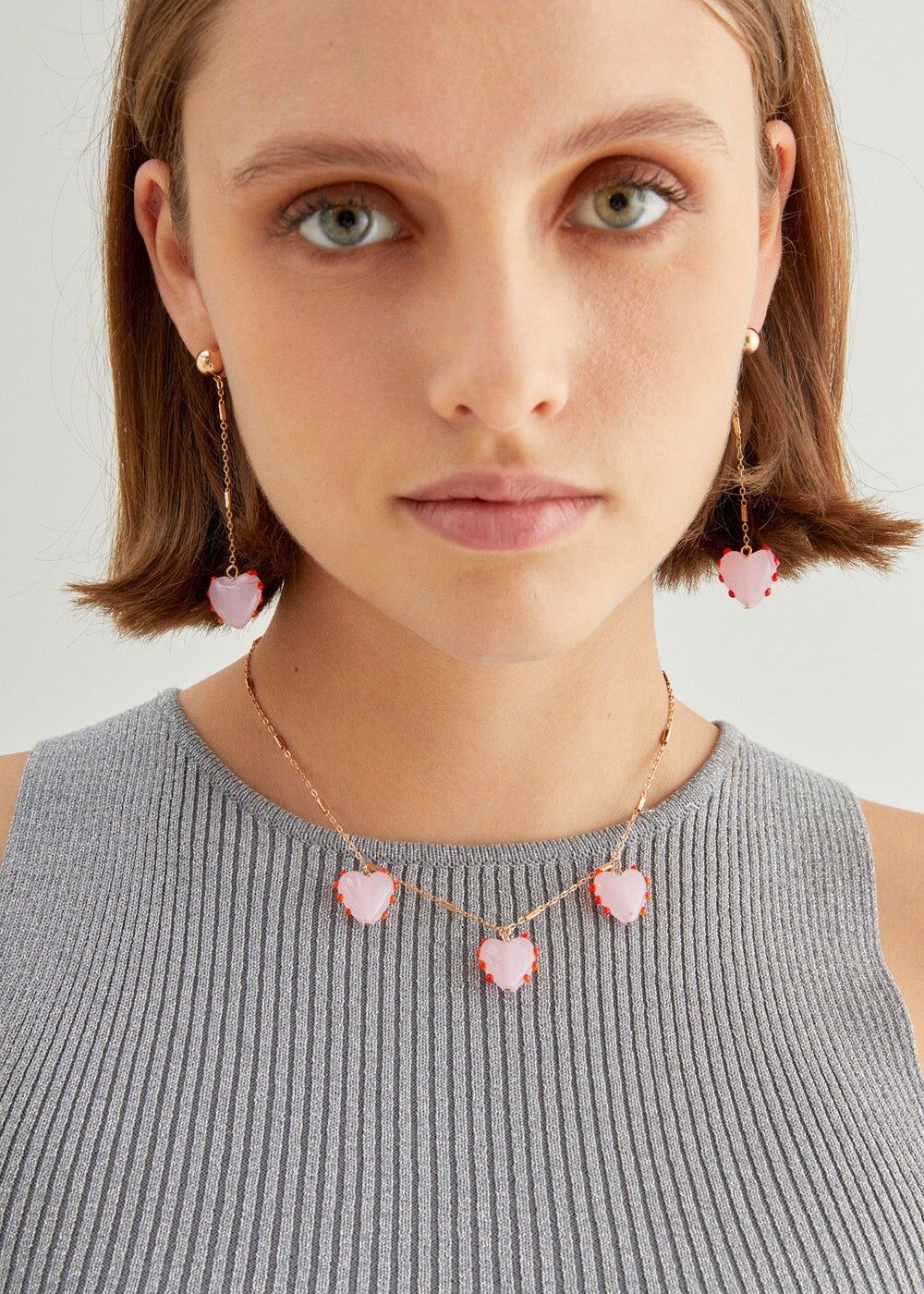 COLLIER EN OR AVEC PENDENTIFS ROSE