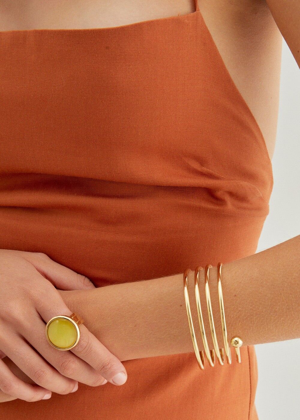 PLA OR 14KT. S. BRACELET SPIRALE EN ACIER