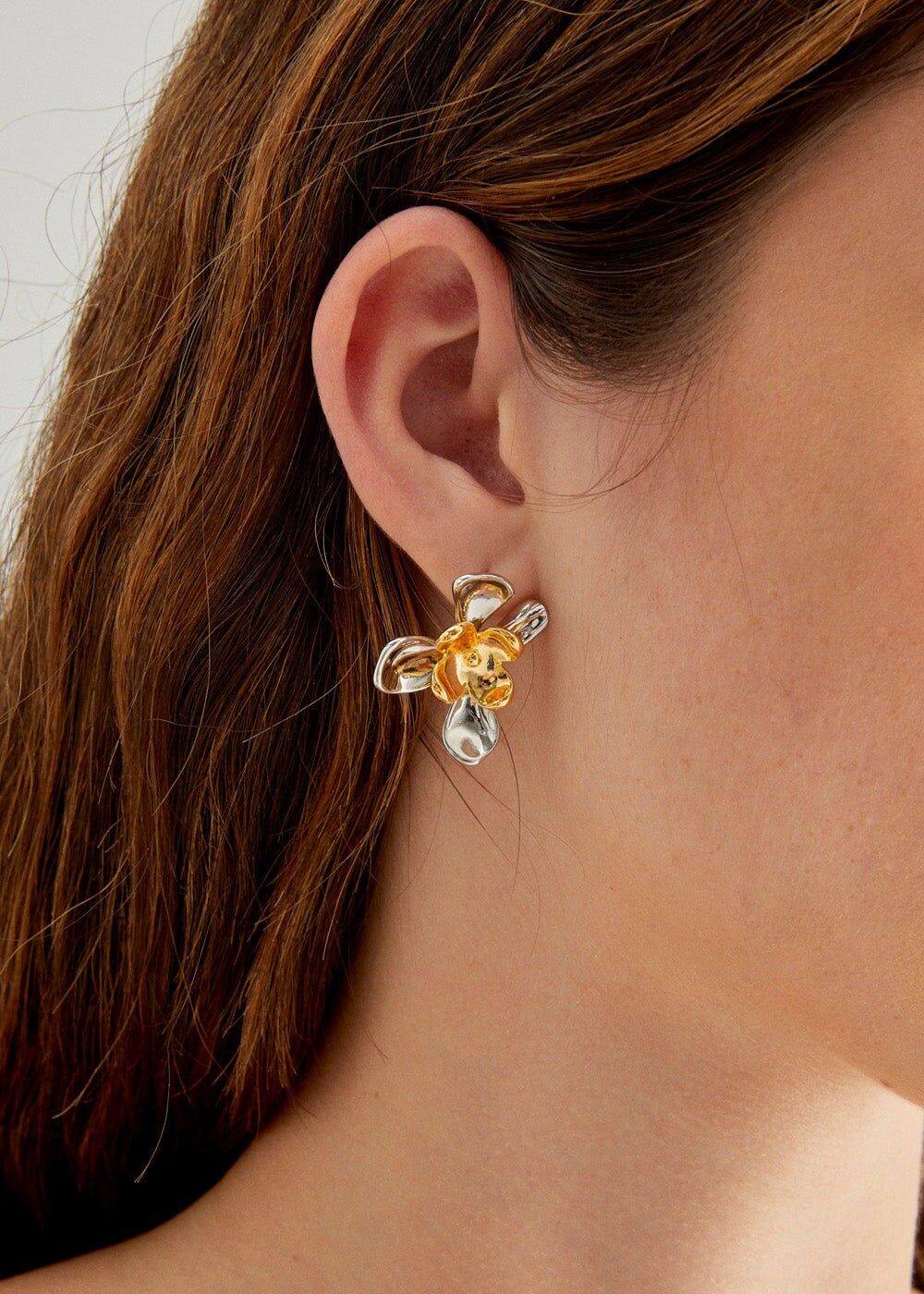 LOBE BLUMEN-OHRRINGE GOLD+SILBER