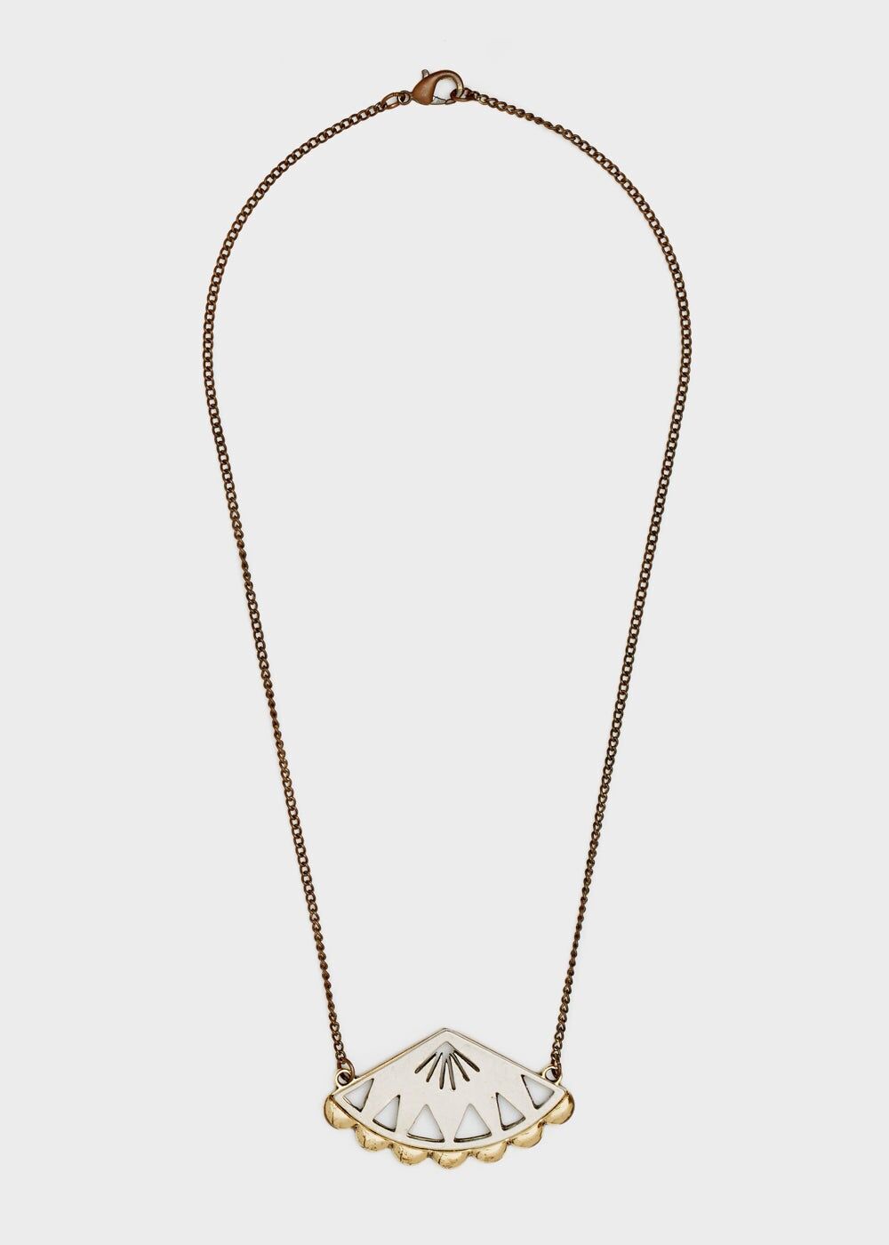 COLLIER FIN FAN AVEC PENDENTIF ARGENT+OR