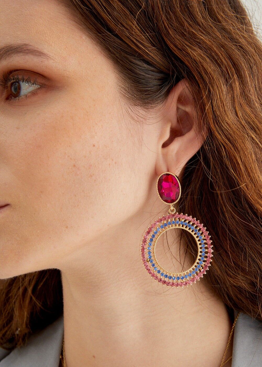 SILVY PENDANT EARRINGS W/ STONES + COLORS