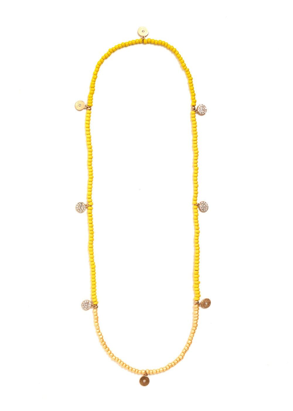 CELO YELLOW ELASTIC NECKLACE WITH GOLD PENDANTS