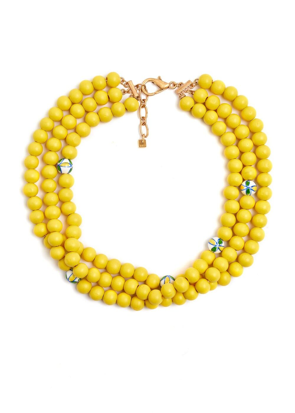 COLLIER VANESSA AVEC PERLES DE BOIS JAUNES