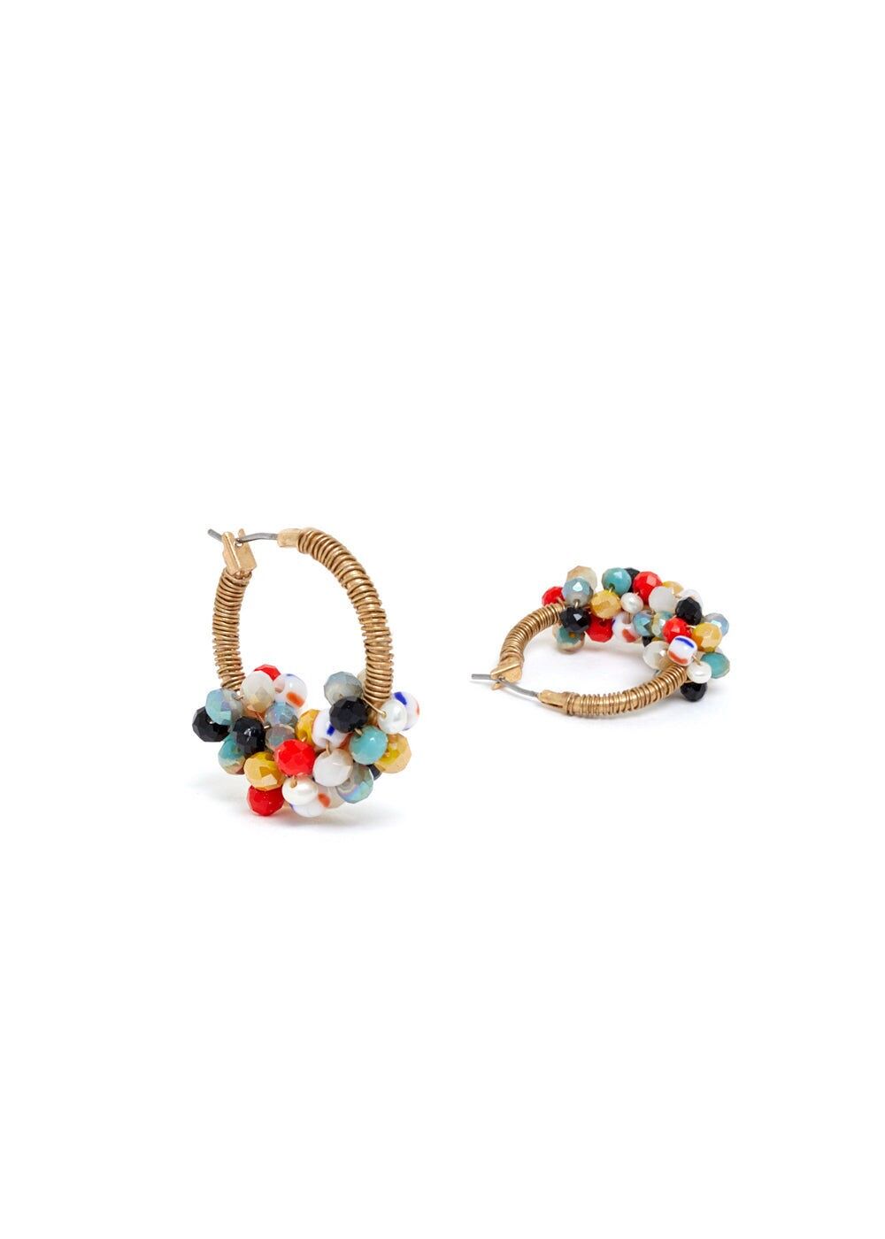 SMALL HOOP EARRINGS WITH COLORED BEADS