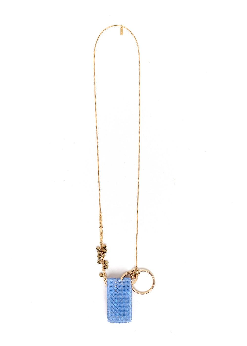 CAROL 14KT PLATED NECKLACE WITH BLUE MICRO BAG