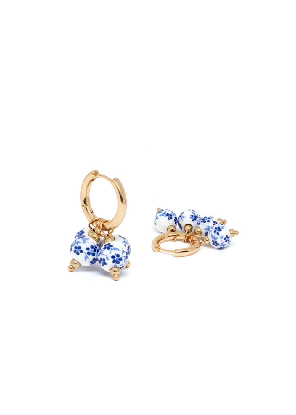 TITTA SMALL HOOP EARRINGS BLUE PENDANTS