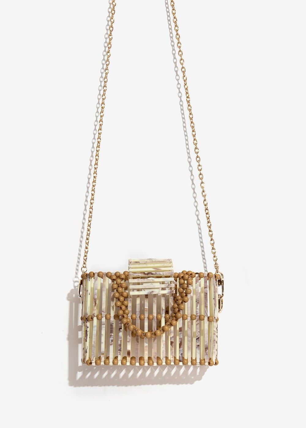 HANDBAG IN BEIGE AND IVORY RESIN