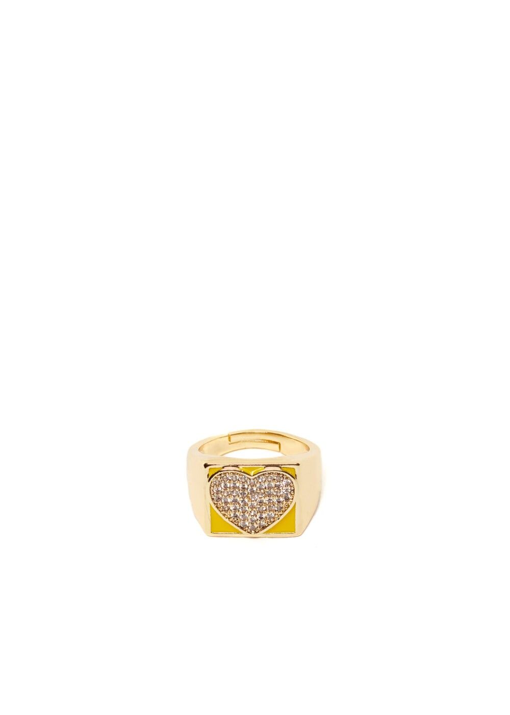 TANIA ZIRCON RING HEART YELLOW GOLD PLATED 14KT