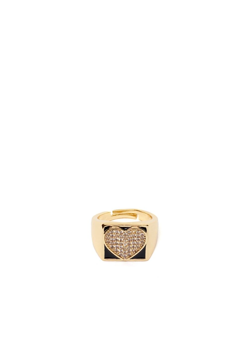 TANIA ZIRCONI HEART RING BLACK GOLD PLATED 14KT