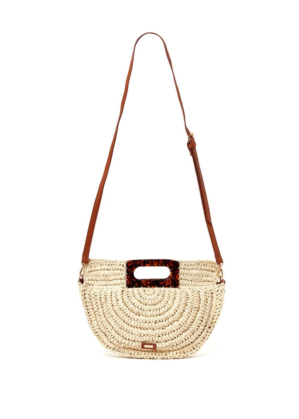 ZAIRA SHOULDER BAG RESIN HANDLE RAFFIA BEIGE