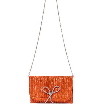 SIENNA BOW CLUTCH WITH ORANGE BOW