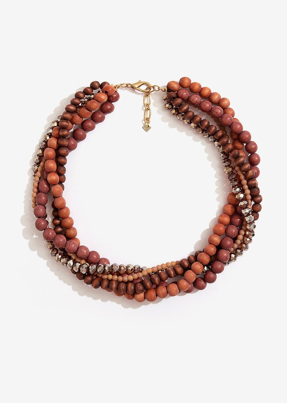 NECKLACE WITH CRYSTALS AND TERRACOTTA WOOD