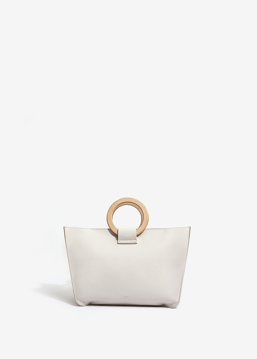 IVORY HANDBAG WITH WOODEN HANDLE