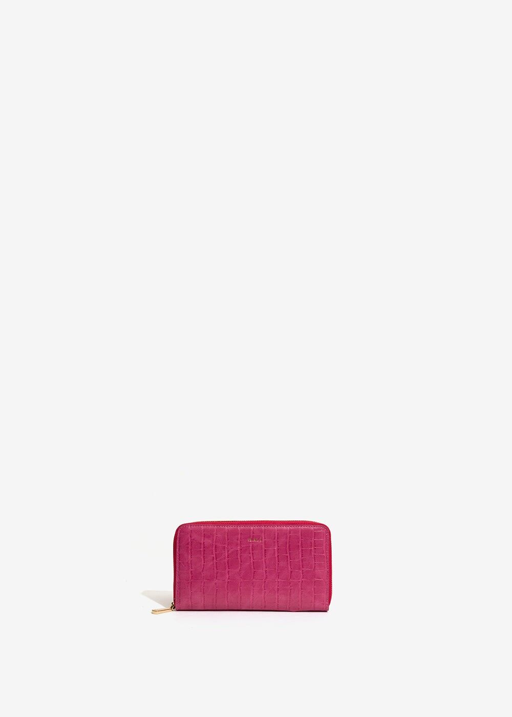 FUCHSIA CROC-EFFECT WALLET