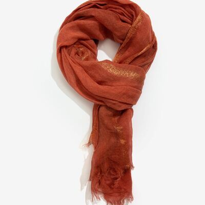 TERRACOTTA SCARF WITH LAME' TRIMS