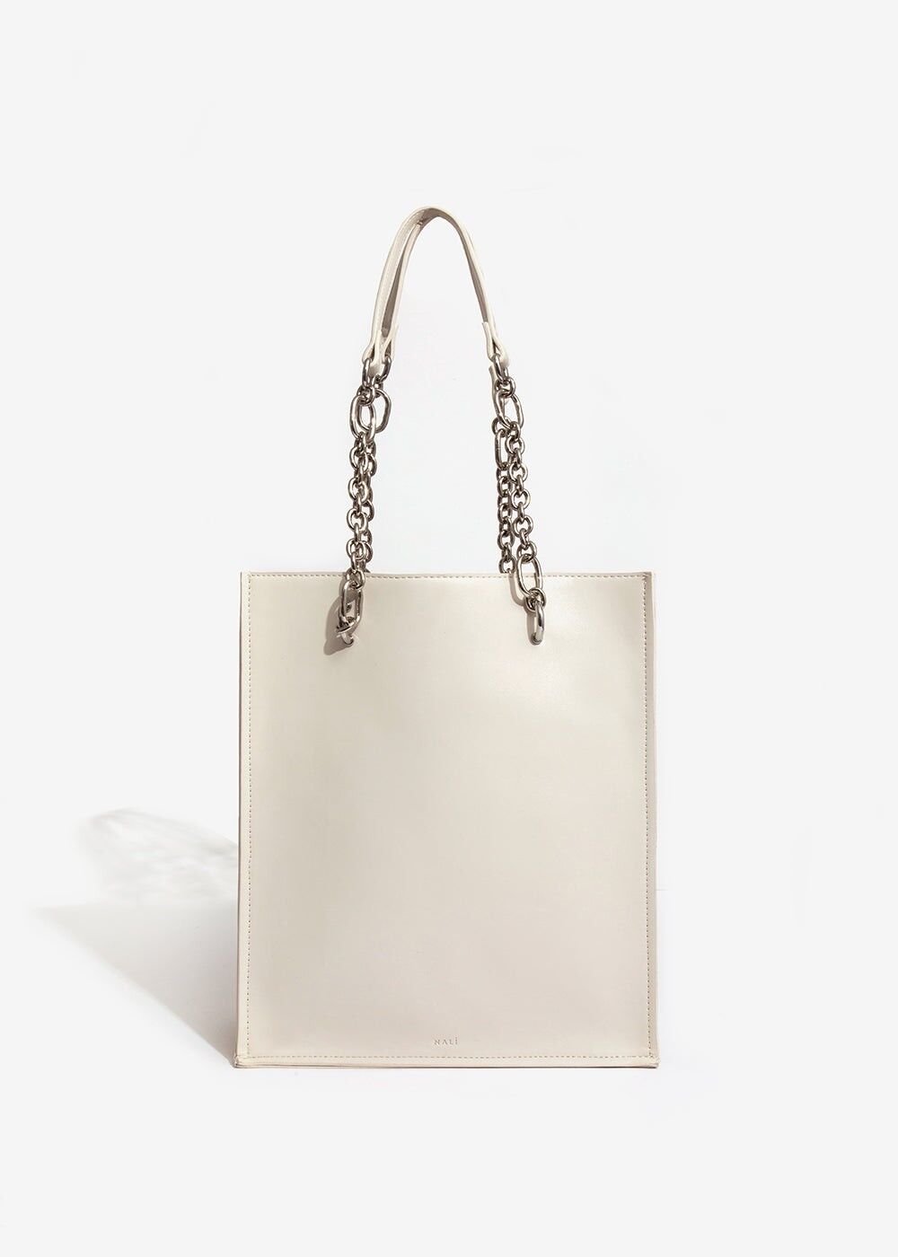 IVORY SHOULDER BAG WITH CHAIN HANDLES