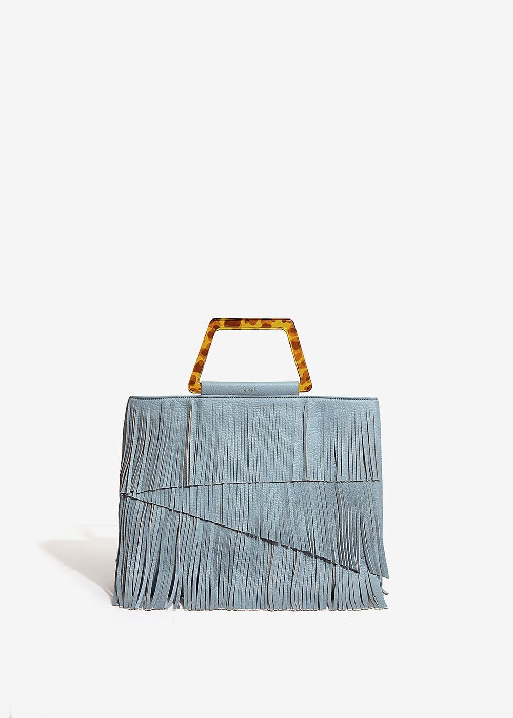 LIGHT BLUE HANDBAG WITH FRINGES