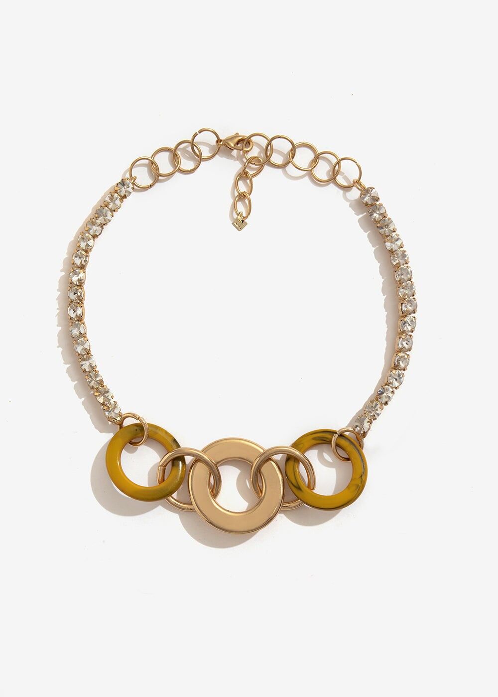 COLLIER COURT EN OR AVEC CRISTAUX