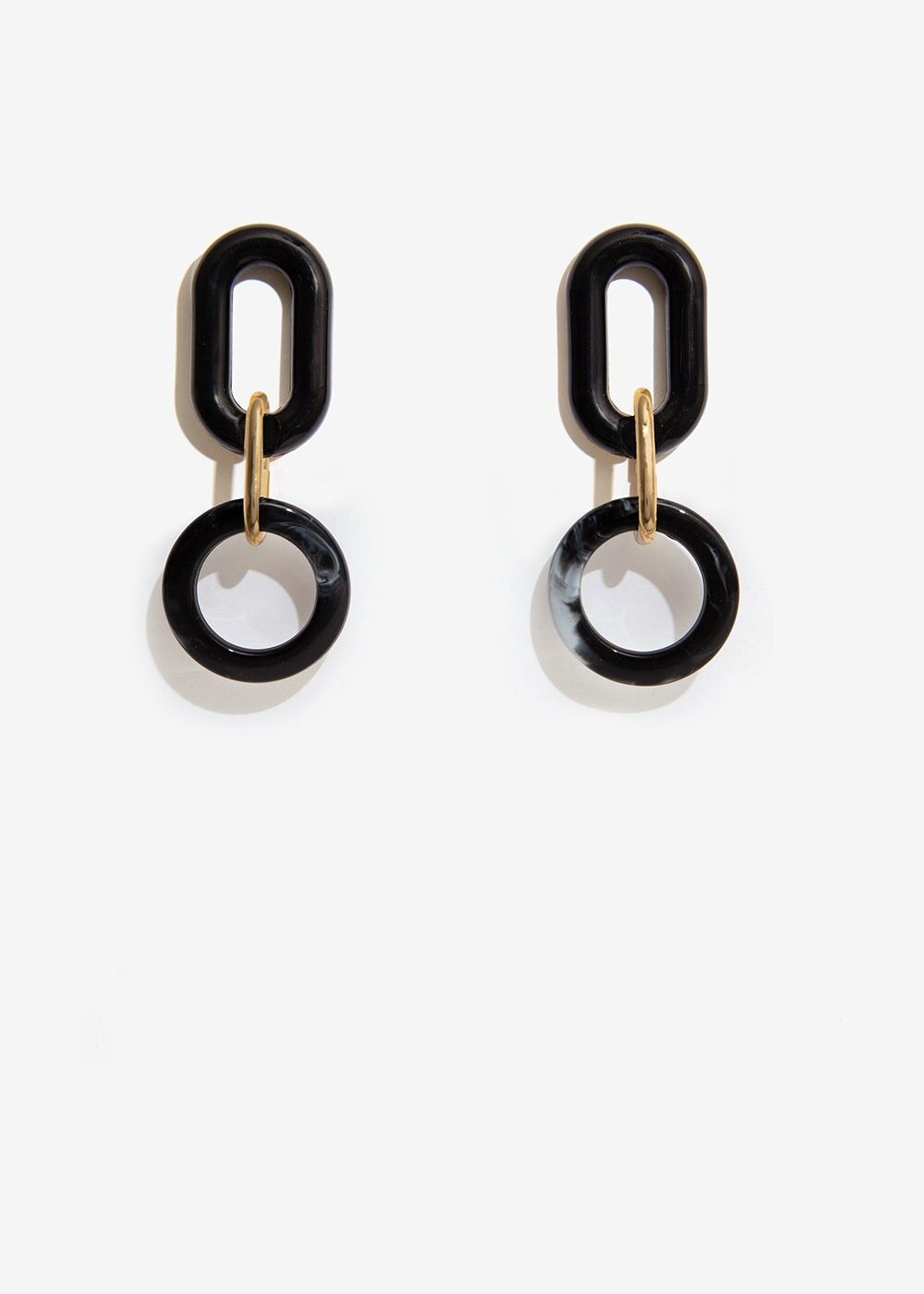 EARRINGS WITH BLACK RESIN PENDANTS