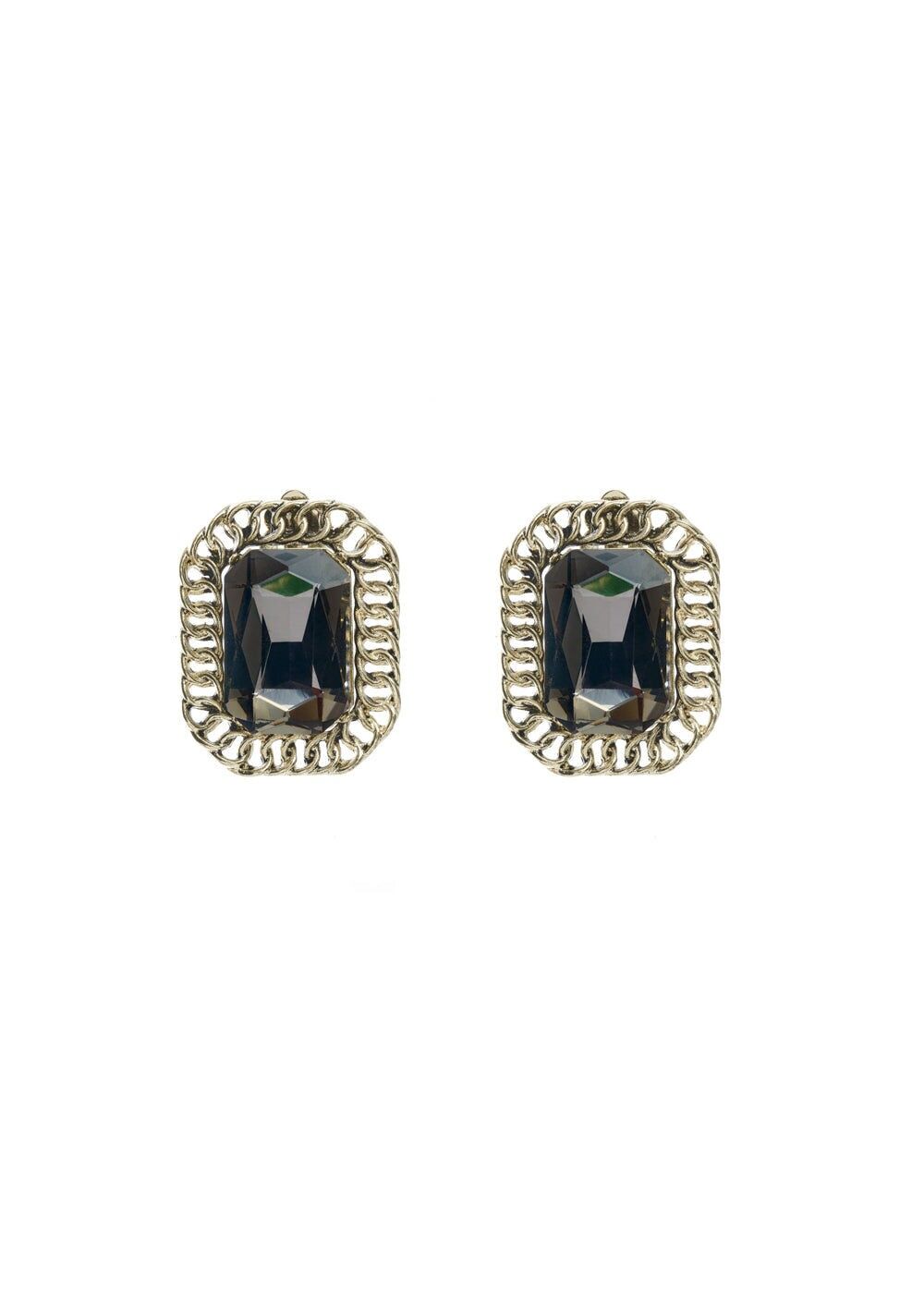 OLA CLIP EARRINGS W/ BLACK STONE