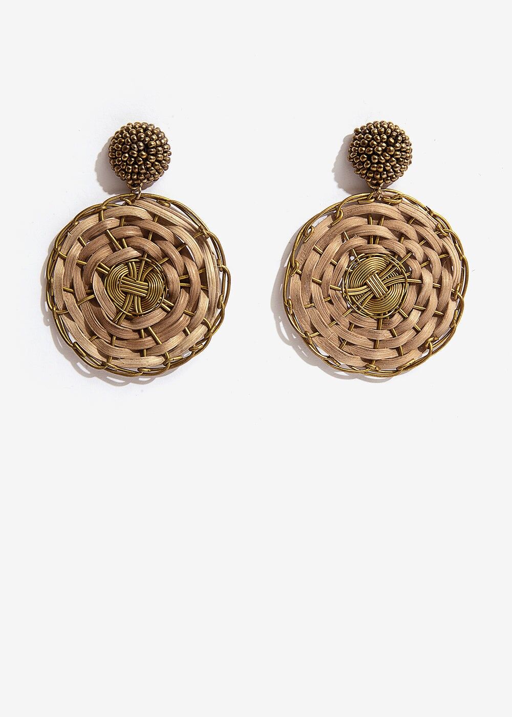 EARRINGS WITH MEDIUM BRONZE AND BRAIDED PENDANT