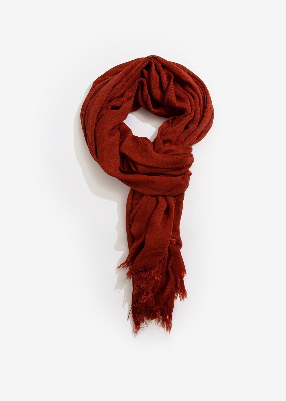 ÉCHARPE EN TERRE CUITE À BORDS FRANGÉS