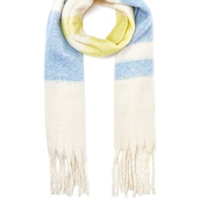 BEA SCARF W/ YELLOW & BLUE FRINGES