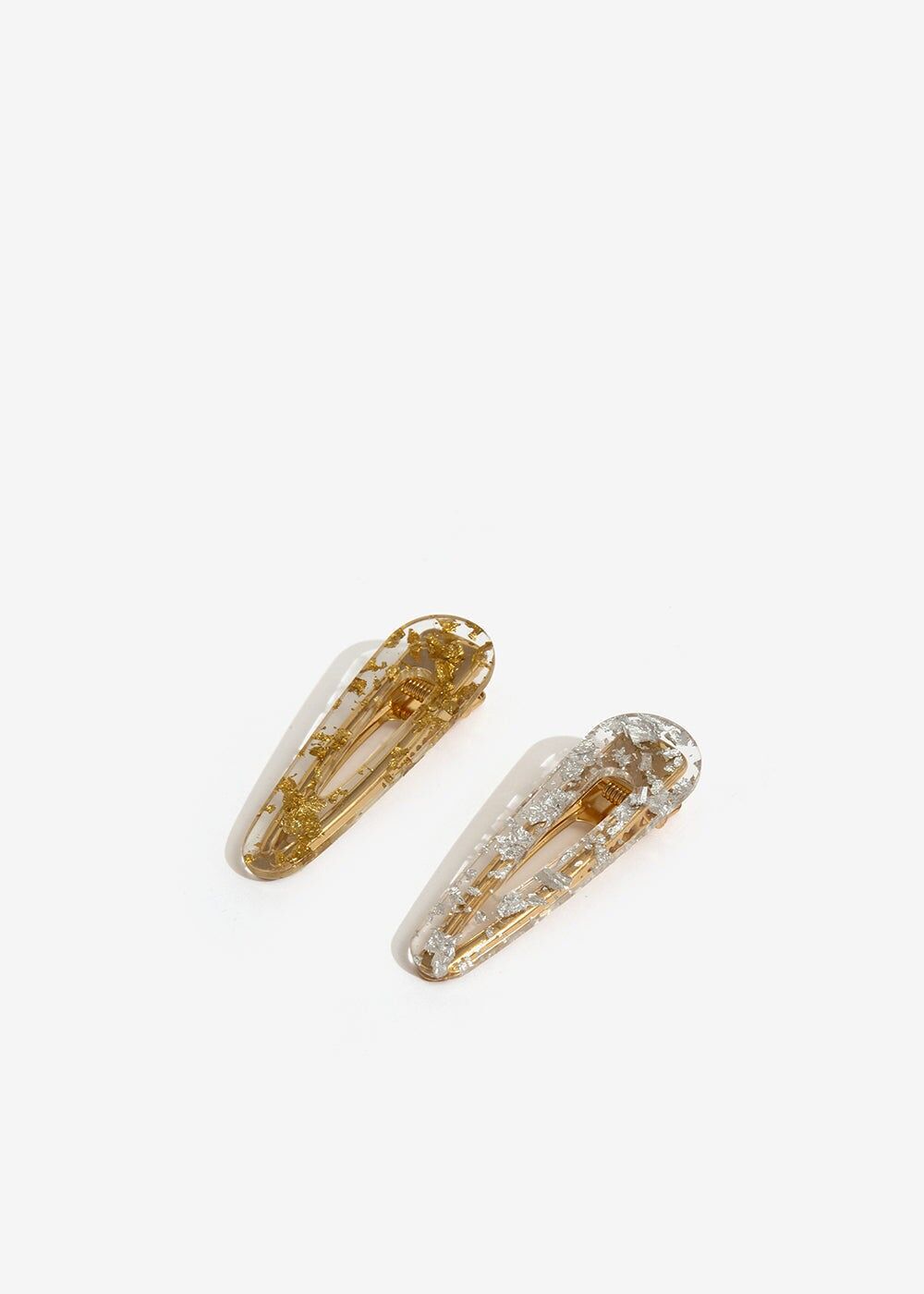 HAIR CLIPS SET WITH SILVER AND GOLD DETAILS