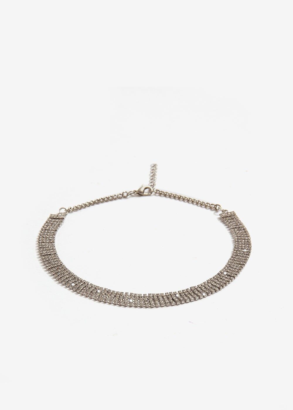 COLLIER RAS DE COU EN ARGENT ET CRISTAUX