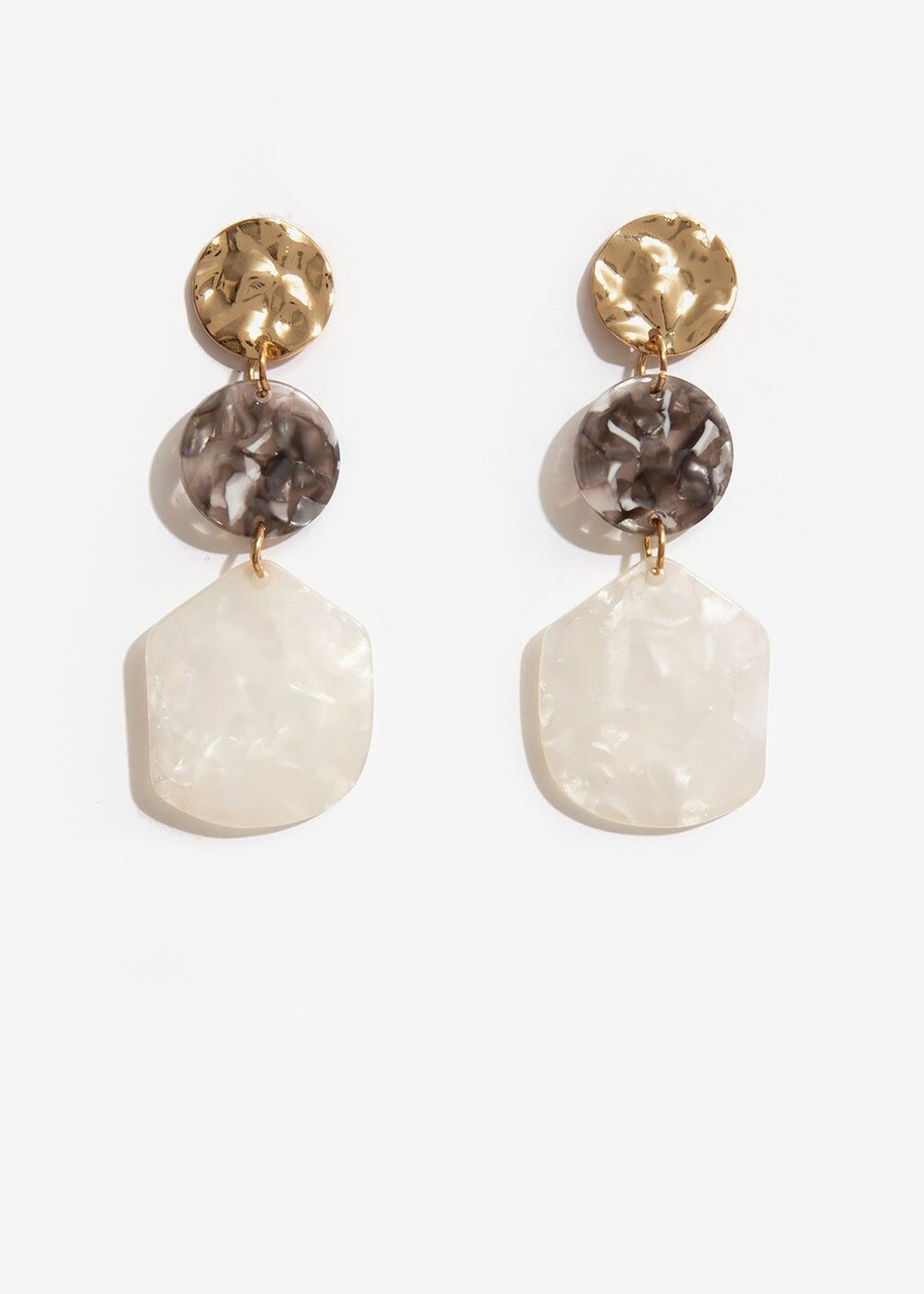 EARRINGS WITH IVORY RESIN PENDANT