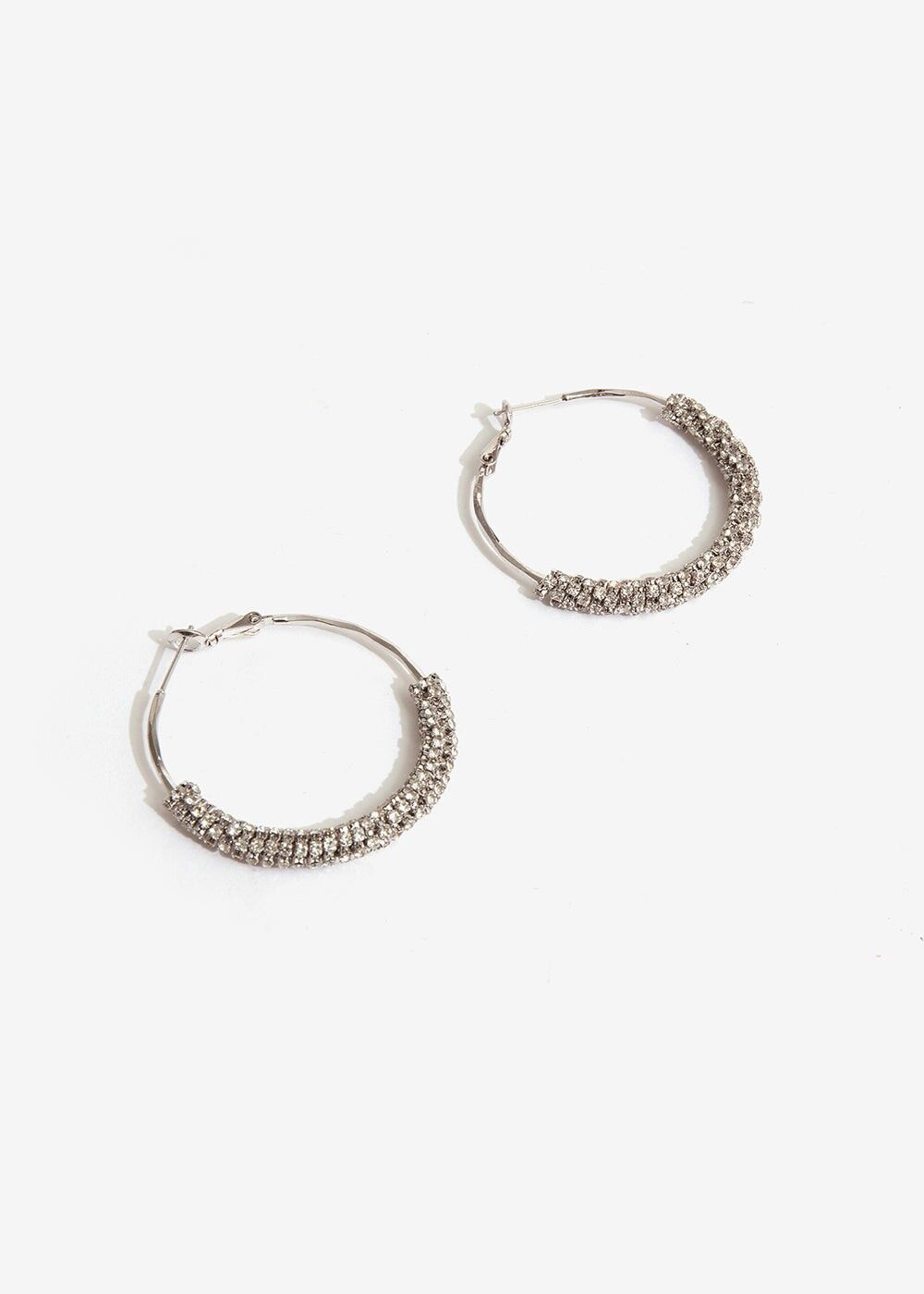 BOUCLES D'OREILLES CRÉOLES EN ARGENT ET CRISTAL