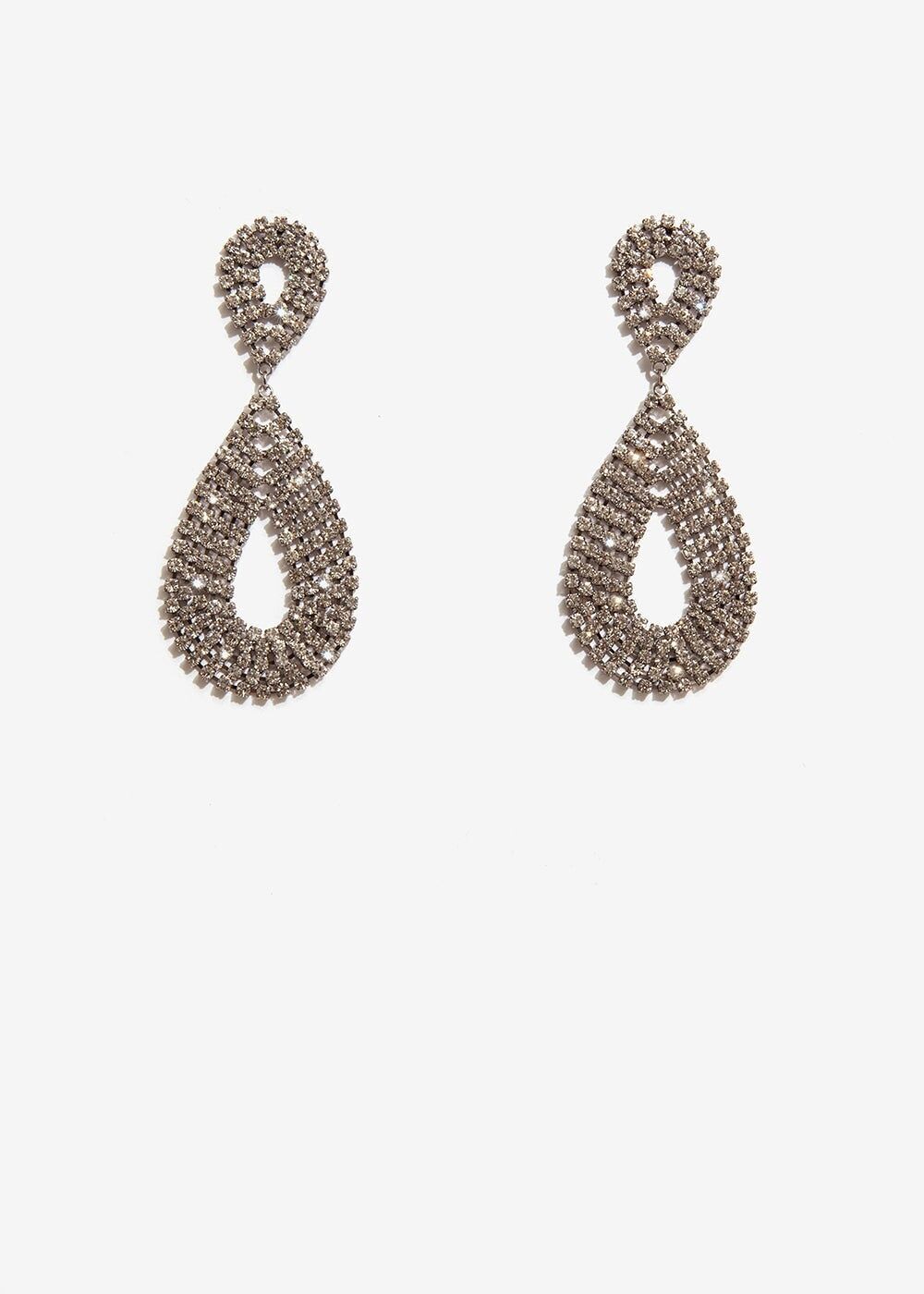 BOUCLES D'OREILLES EN ARGENT AVEC GOUTTE ET CRISTAUX
