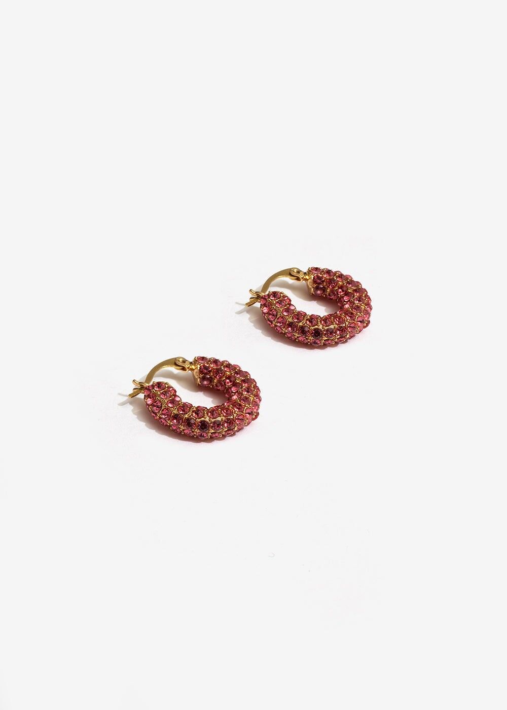 SMALL HOOP EARRINGS WITH FUCHSIA CRYSTALS
