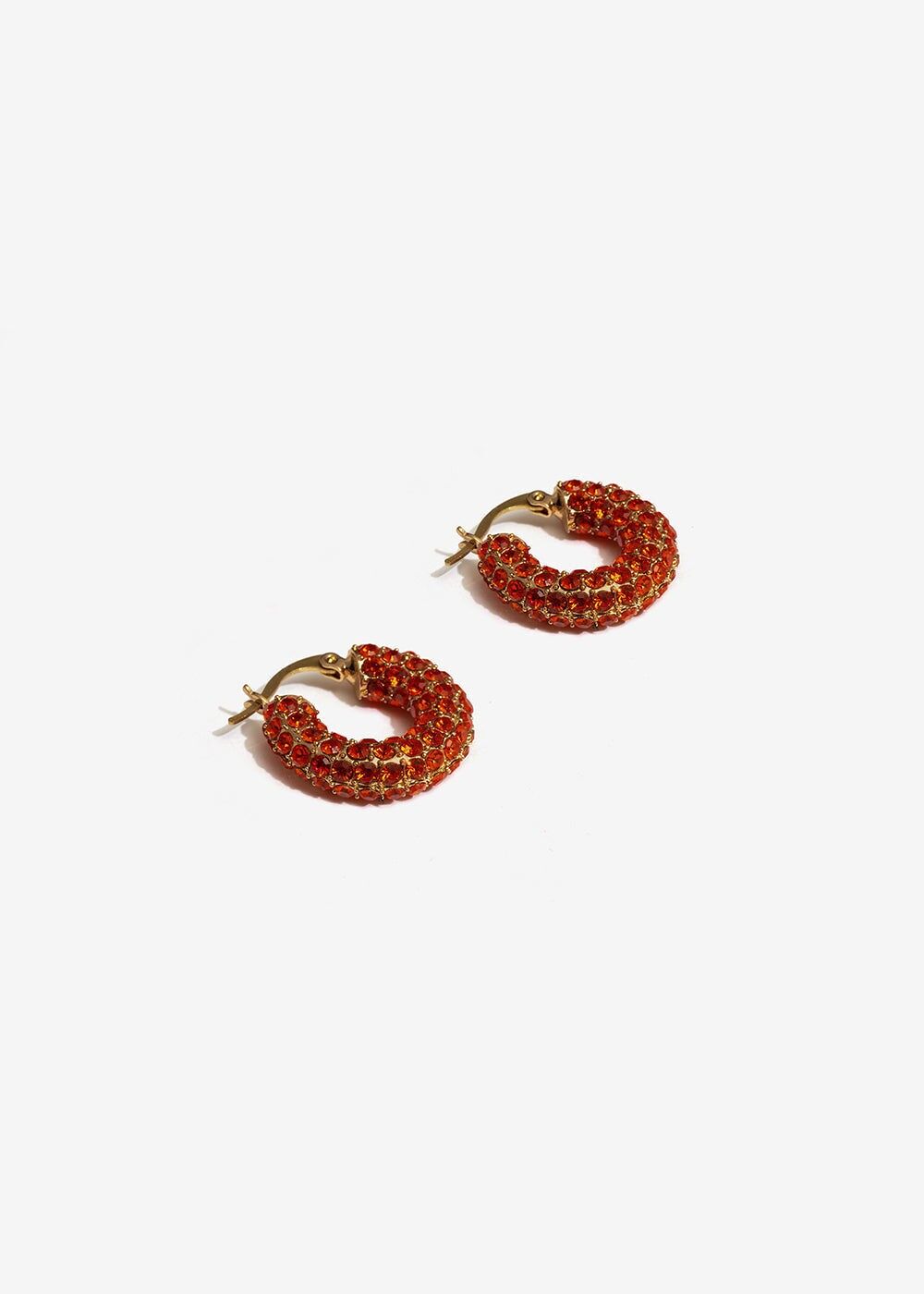 SMALL HOOP EARRINGS WITH CORAL CRYSTALS