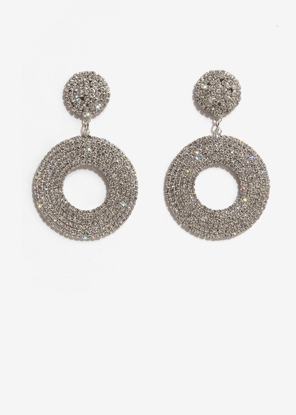 BOUCLES D'OREILLES AVEC PENDENTIF CERCLE DE CRISTAL