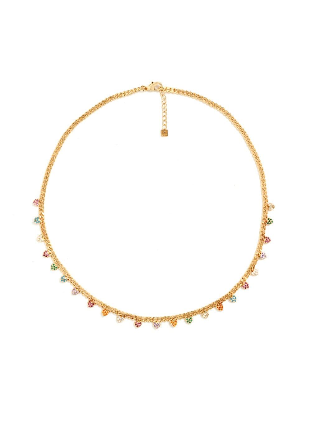 ZENI COLLIER COEUR COLORÉ ZIRCON PLAQUÉ OR 14KT