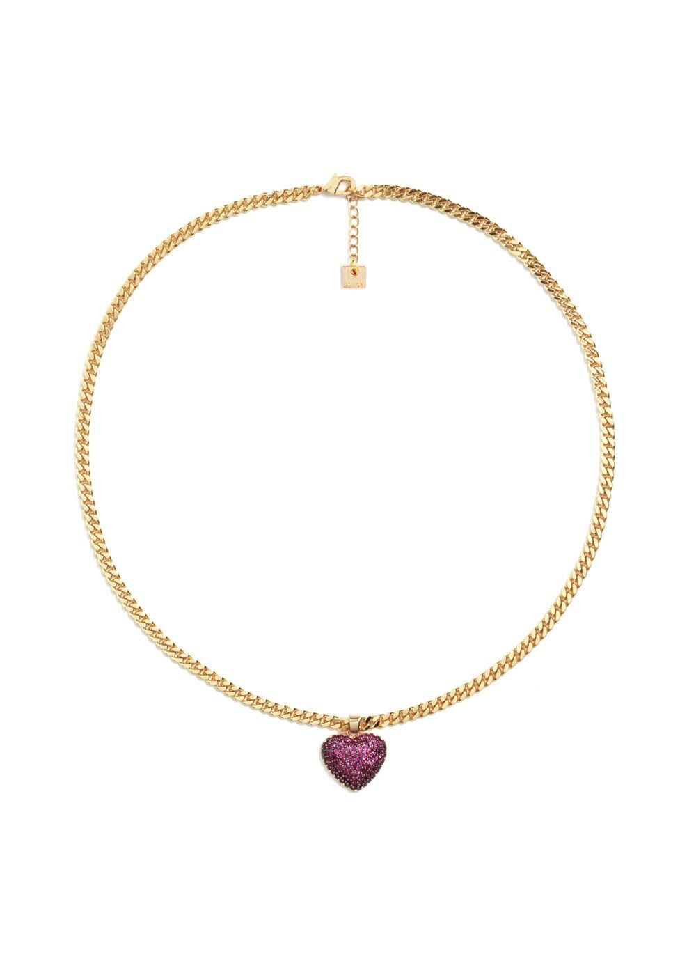 Collier cœur fuchsia ZARA plaqué or 14 carats