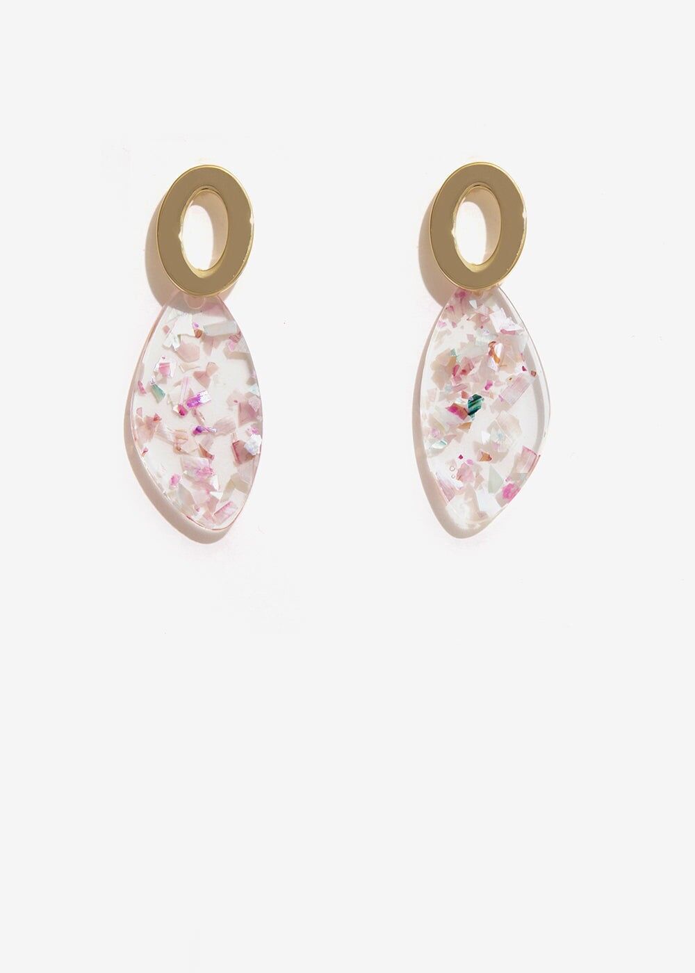 GOLD DROP ROSE RESIN EARRINGS