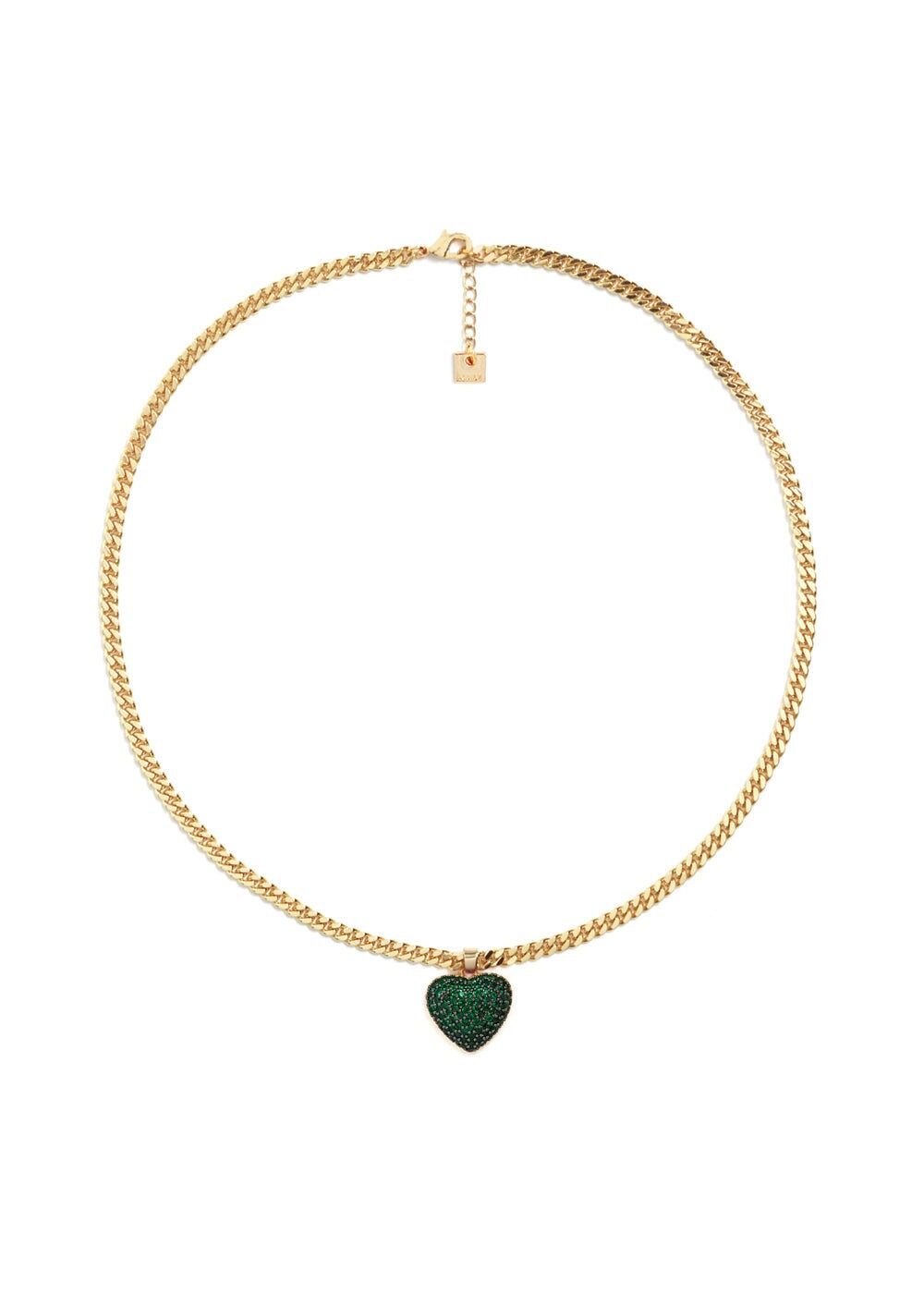 Collier cœur vert Zara plaqué or 14 carats