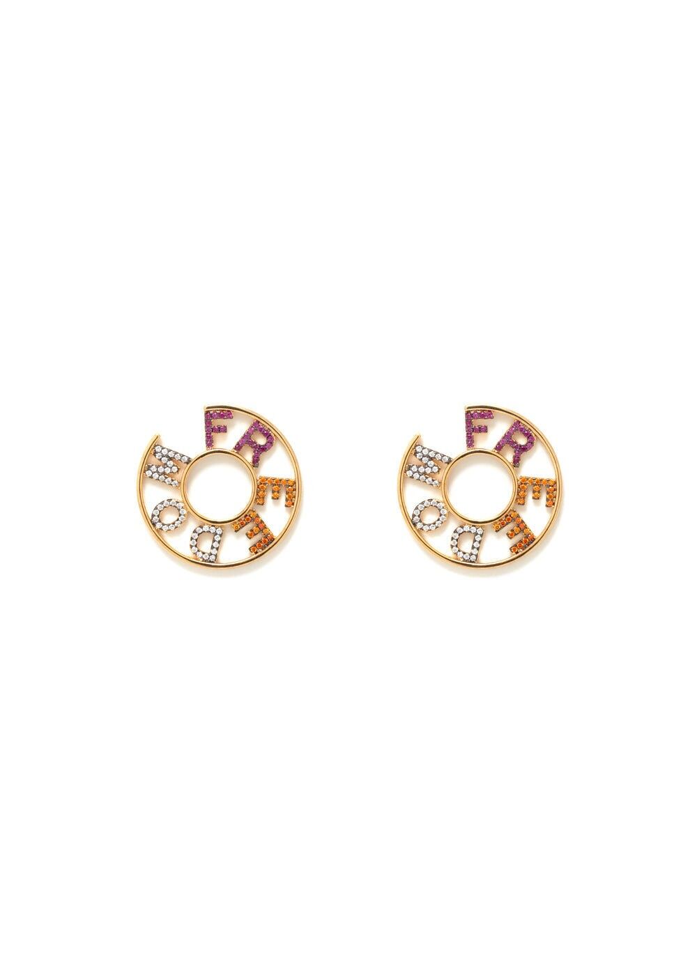 BOUCLES D'OREILLES EN FORME DE WHHEL FREEDOM PLAQUÉ OR 14KT