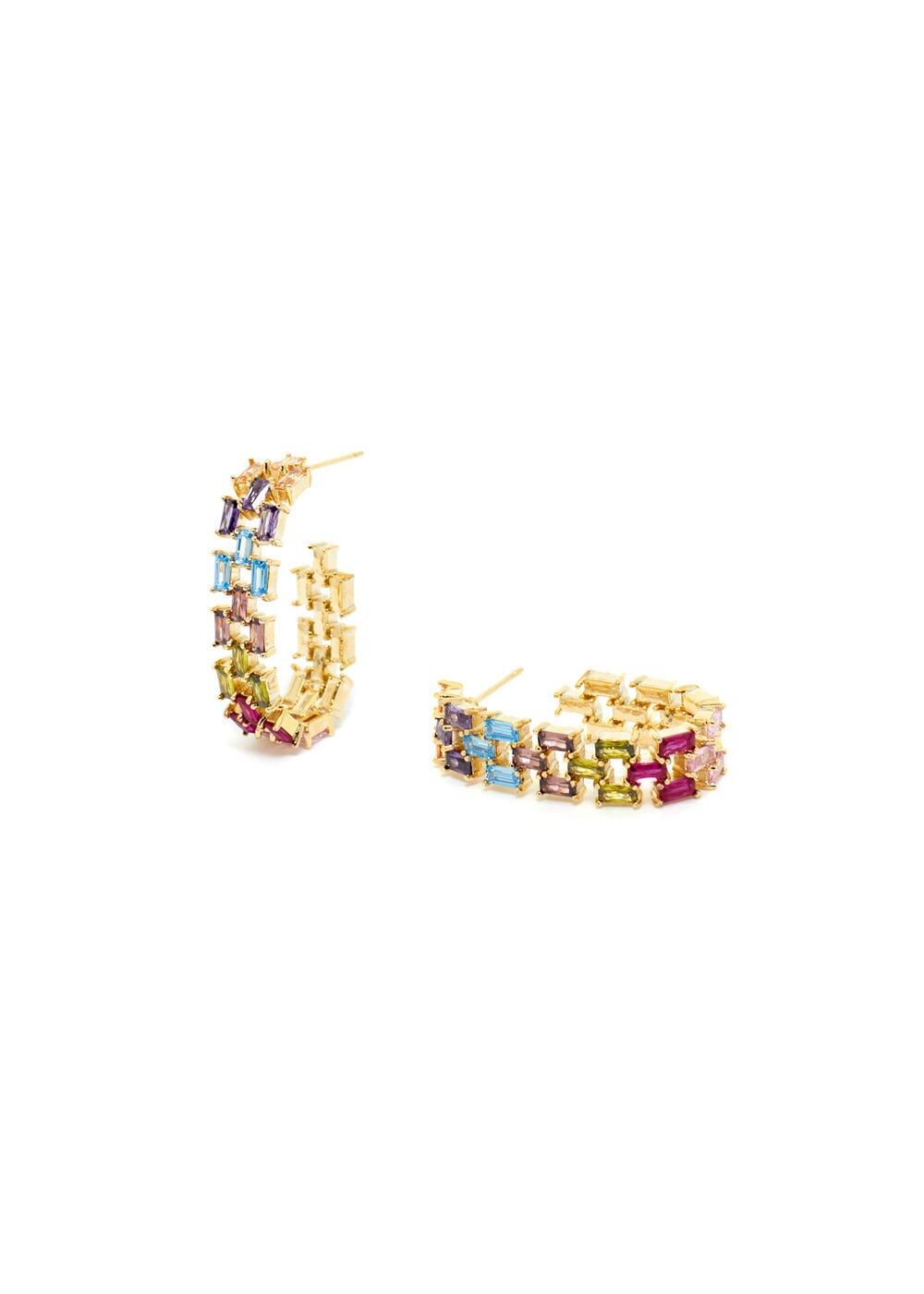 TANIA ZIRCON COLORED EARRINGS 14KT GOLD PLATED