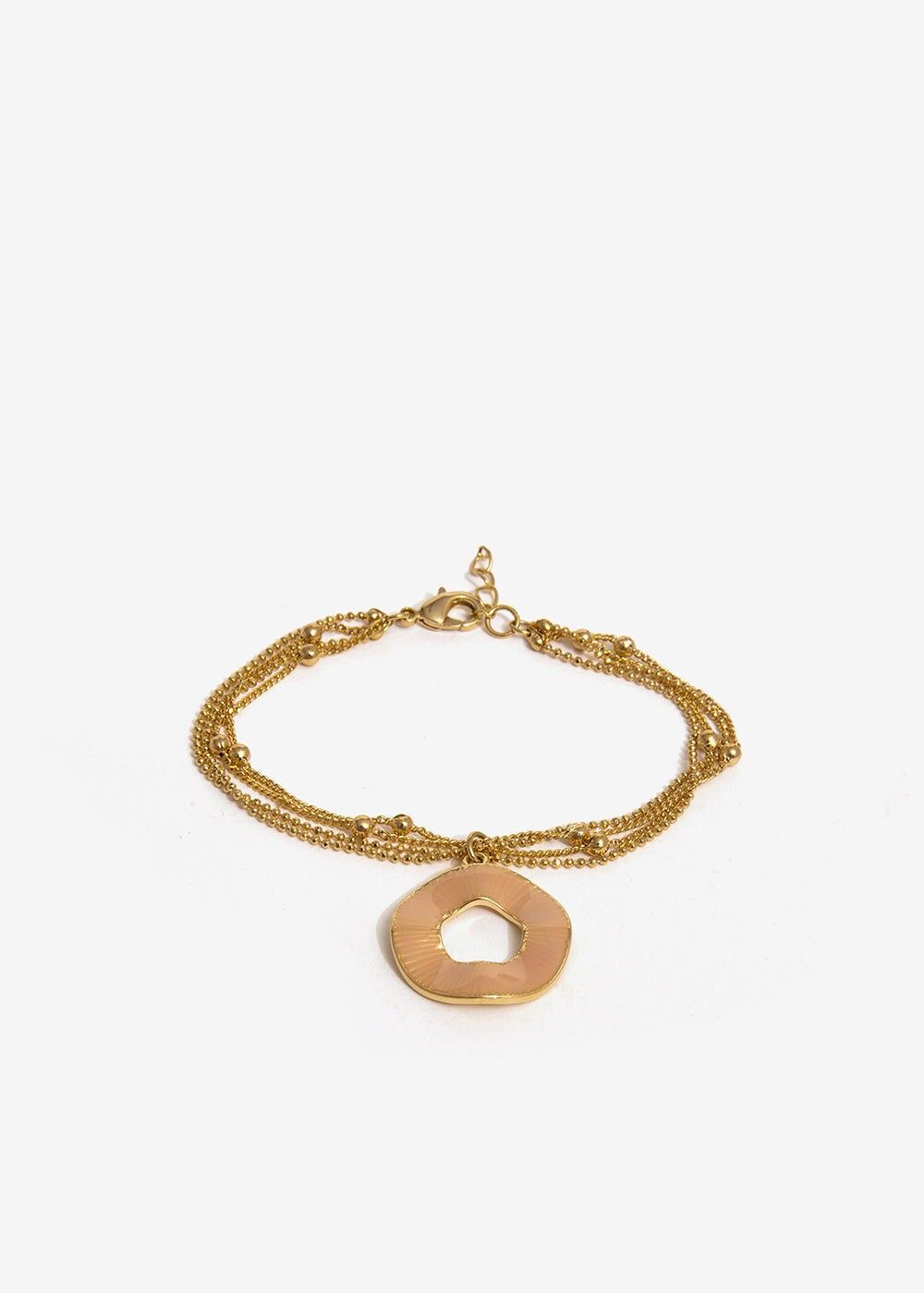 GOLD MULTISTRAND BRACELET WITH BEIGE PENDANT