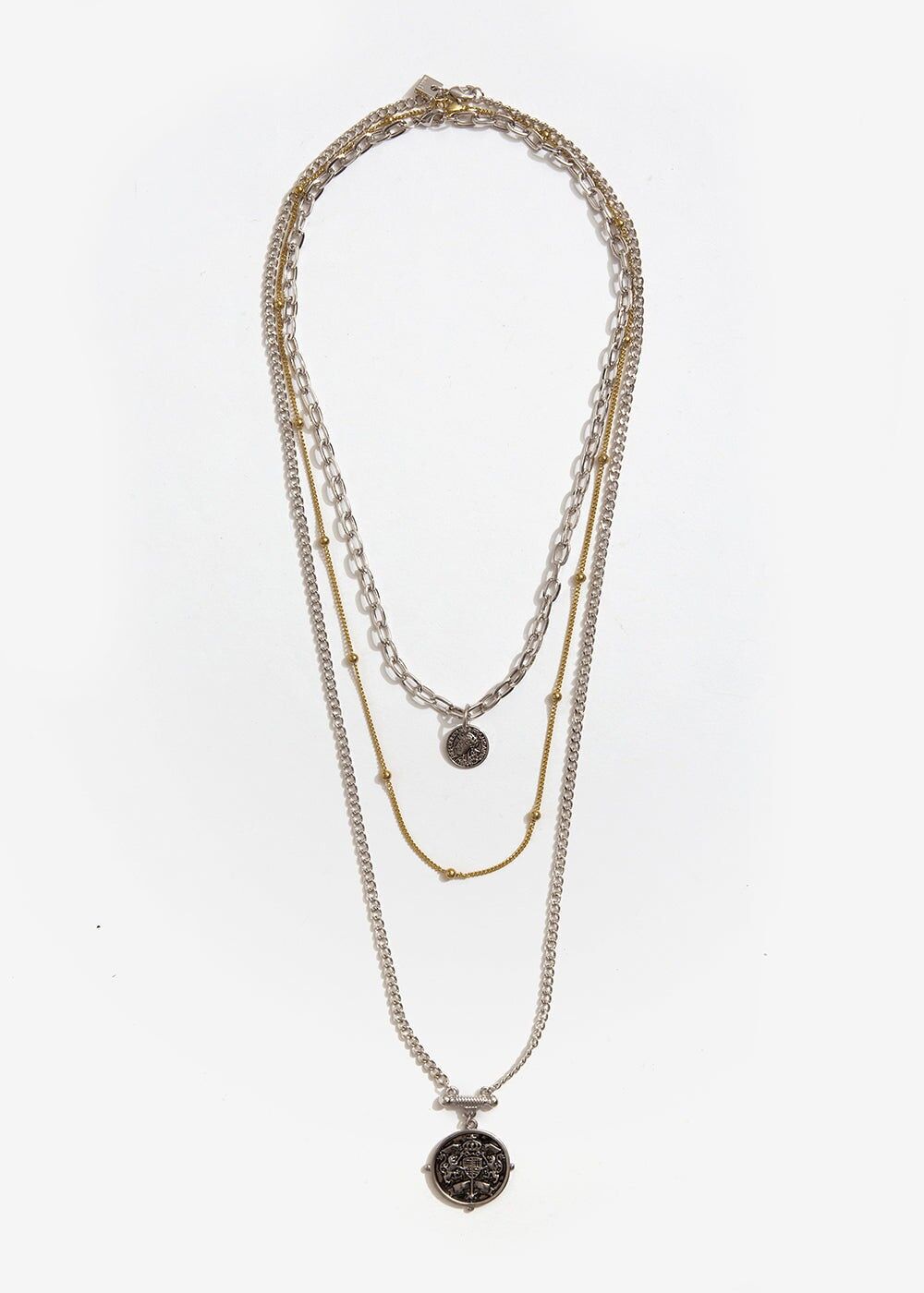 GOLD AND SILVER NECKLACE WITH MEDAL