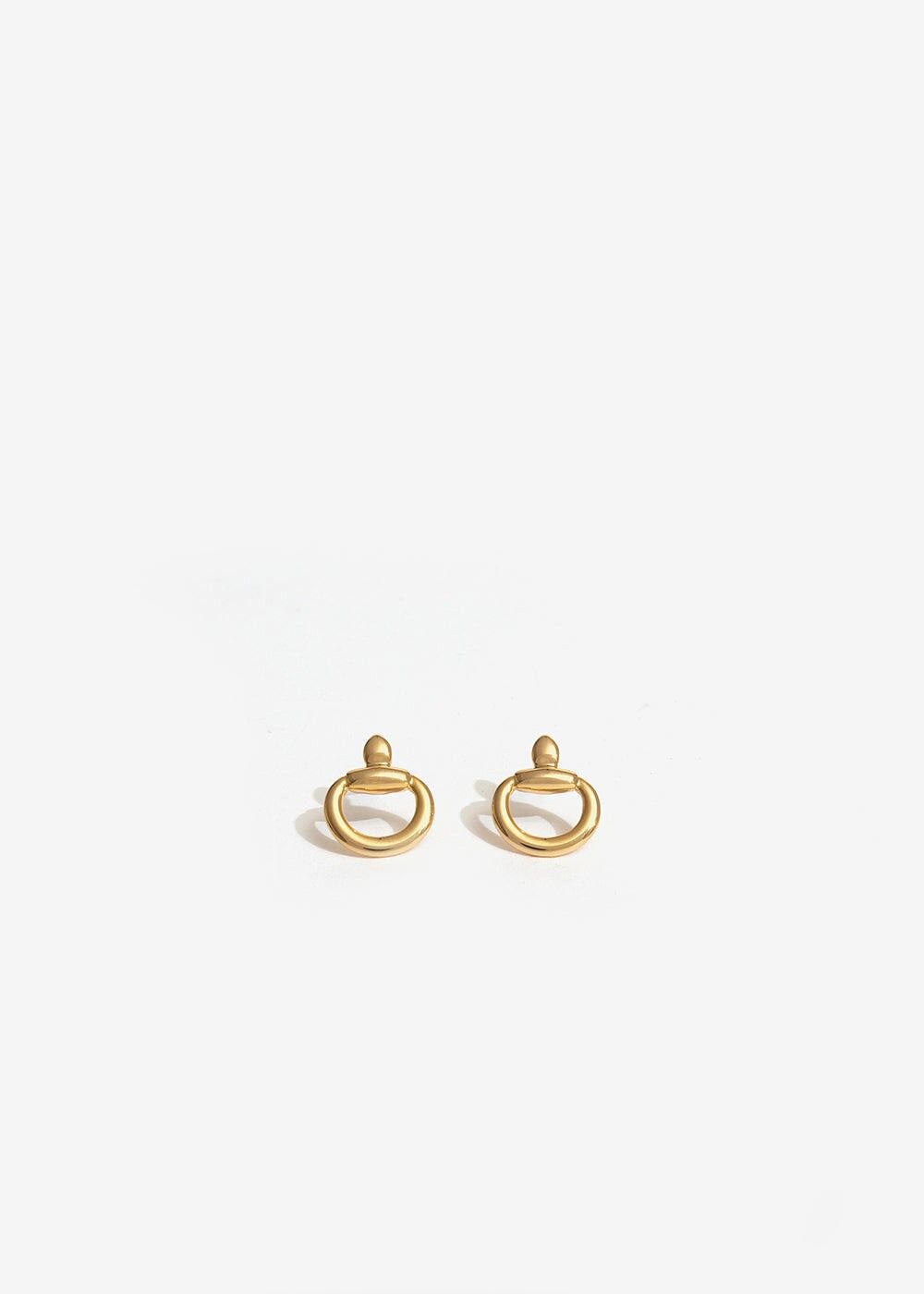 GOLD STUD EARRINGS WITH HOOP