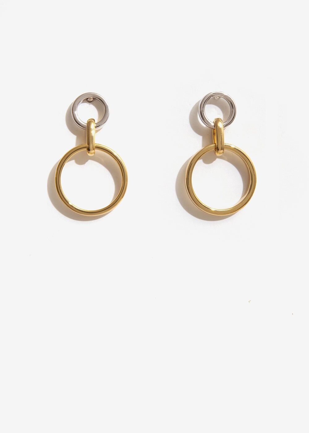 BOUCLES D'OREILLES EN ARGENT AVEC PENDENTIFS CRÉOLES EN OR