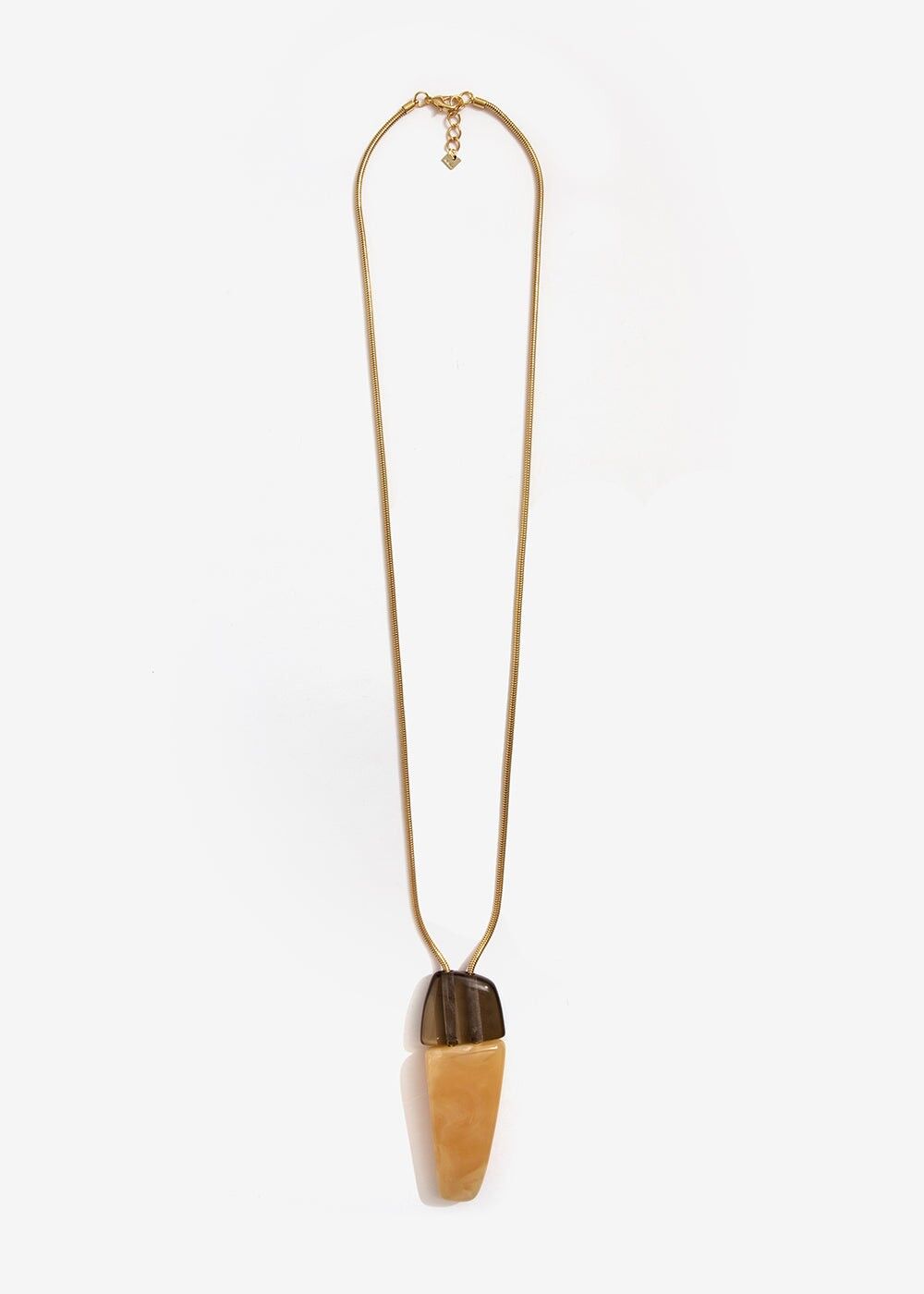 LONG NECKLACE WITH BEIGE GRAY RESIN STONES