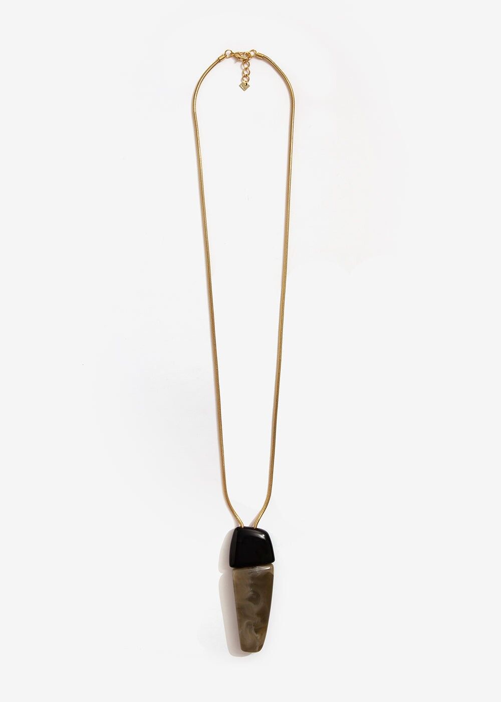 LONG NECKLACE WITH GRAY AND BLACK RESIN STONES