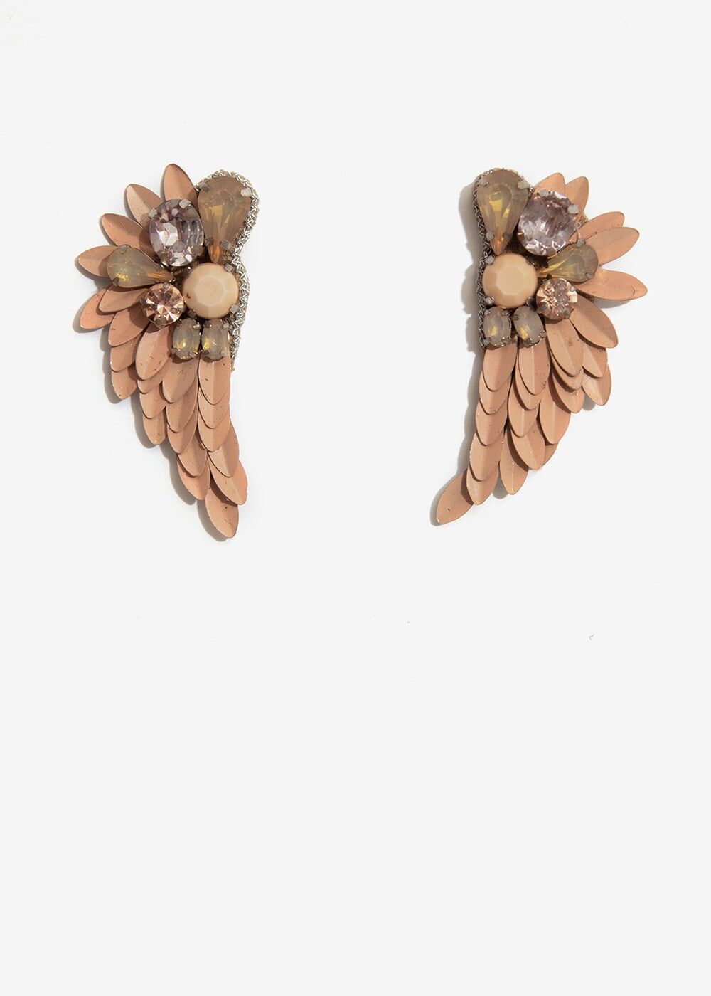 BOUCLES D'OREILLES AILE AVEC CRISTAUX ROSES