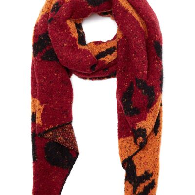 ÉCHARPE TRIANGULAIRE ANIMALIER ROUGE & ORANGE