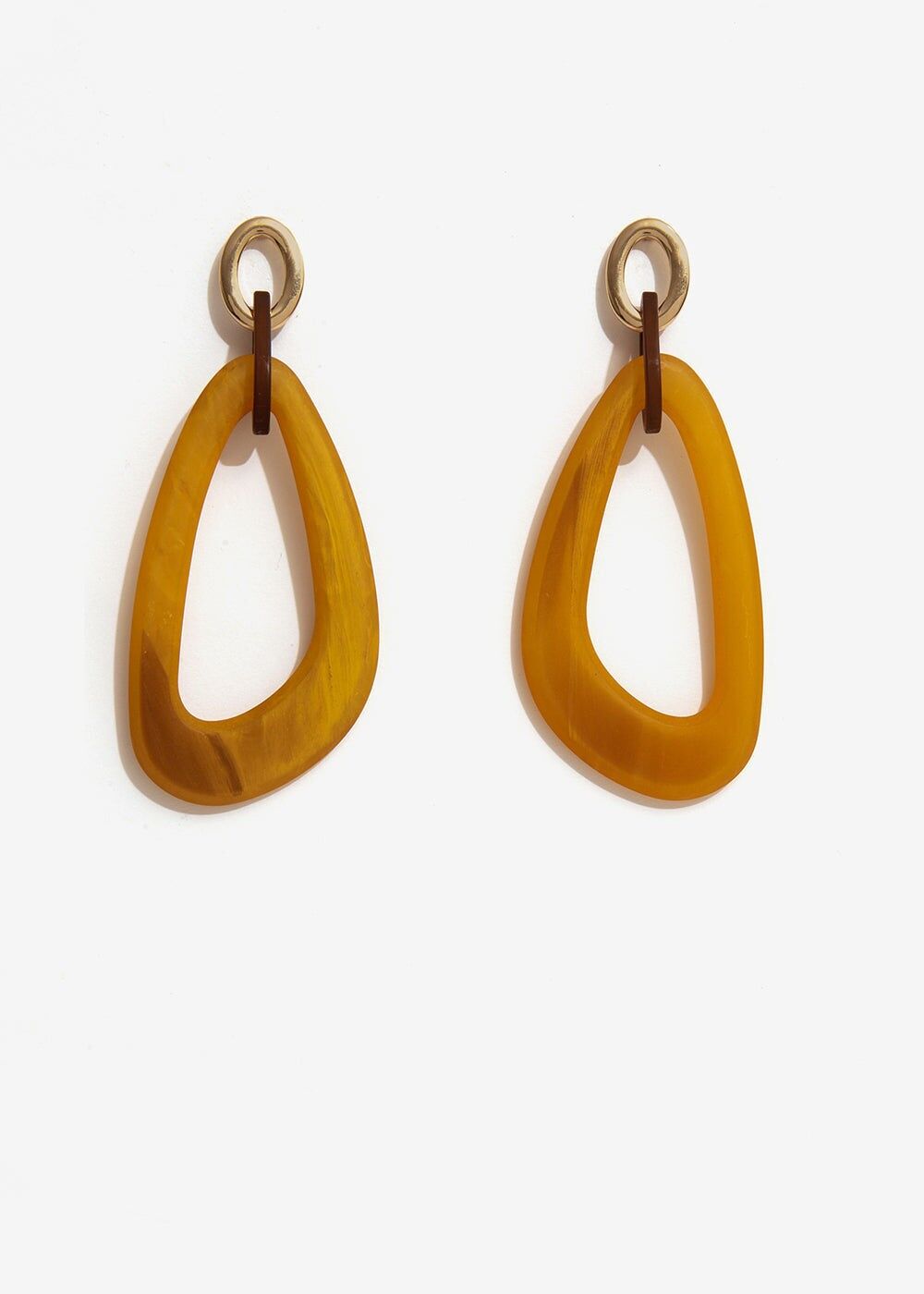 EARRINGS IN BROWN RESIN AND MUSTARD